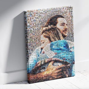 Custom picture mosaic made of tiny memories – personalized photo collage artwork for home decor