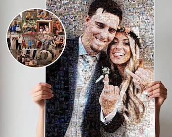 Wedding Photo Collage Mosaic - Personalized Newlywed Gift - Wedding Day Digital Art