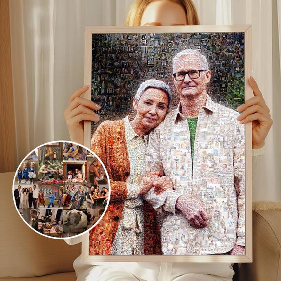 50th anniversary gifts for parents, Photo collage gift, Golden anniversary,  Photo mosaic