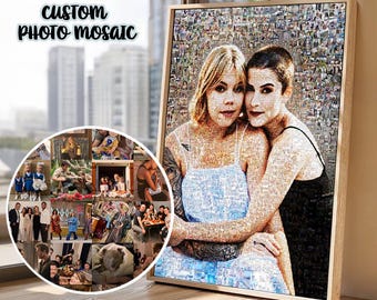 Aangepaste fotomozaïek, homohuwelijkscadeau, LGBTQ-liefdescollage