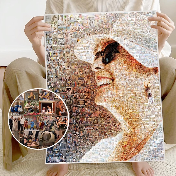 Verjaardagscollage Unieke cadeaucollage Cadeau fotocollage Fotocollage op maat Fotocollage op maat Mozaïekcadeau