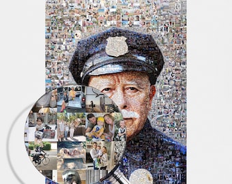 Police Officer Retirement Gift: Personalized Photo Mosaic Collage