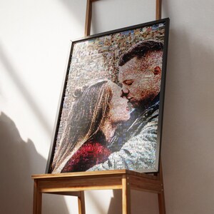 Personalized photo mosaic print created from many small photos – unique custom wall decor
