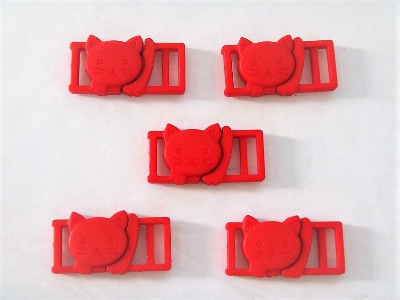 5 Red Cat Collar Buckles 1/2 Cat Head Breakaway Etsy