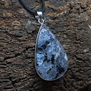 High Vibrational Larvikite (Black Moonstone) 925 Silver Pendant