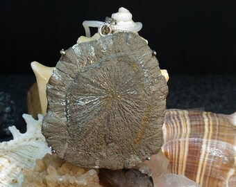 Super High Vibrational Illinois Pyrite Sun 925 Silver Pendant STATEMENT PIECE!