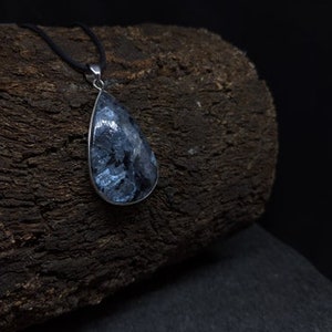 High Vibrational Larvikite Black Moonstone 925 Silver Pendant zdjęcie 7