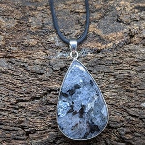 High Vibrational Larvikite Black Moonstone 925 Silver Pendant zdjęcie 6