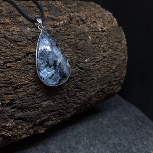 High Vibrational Larvikite Black Moonstone 925 Silver Pendant image 3