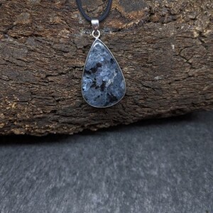 High Vibrational Larvikite Black Moonstone 925 Silver Pendant zdjęcie 5