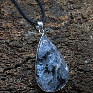 High Vibrational Larvikite Black Moonstone 925 Silver Pendant Bild 4