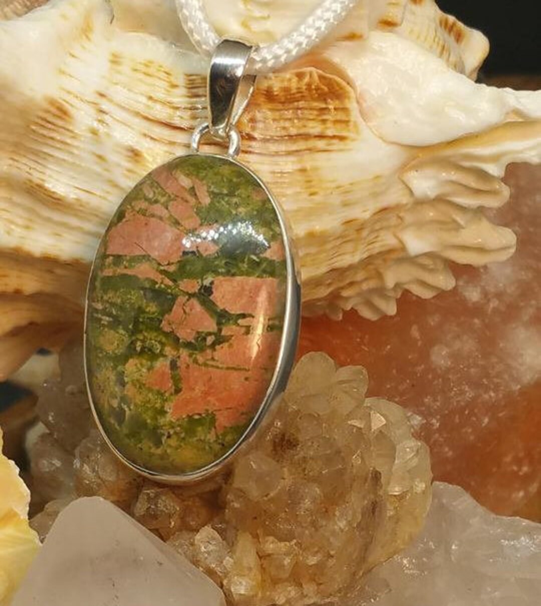 High Vibrational Unakite 925 Silver Pendant - Etsy