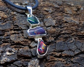 Super High Vibrational RARE Black Opal 925 Silver Pendant