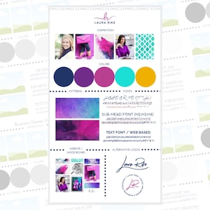 Modèle de carte de marque, modèle de marque de logo, modèle de moodboard, modèle de guide de style, modèle de conception de logo
