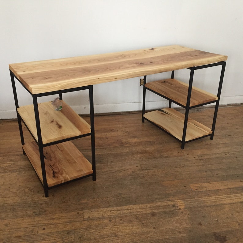 Hardwood Desk With Shelves Etsy