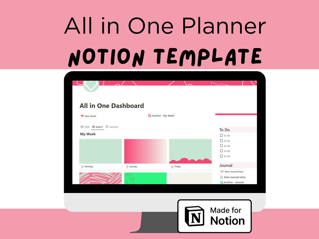 All in One Planner Notion Template Life Planner With Habit Tracker ...