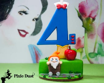 Snow White birthday candle, snow white cake topper, snow white number candle, snow white candle holder, party supplies and decorations