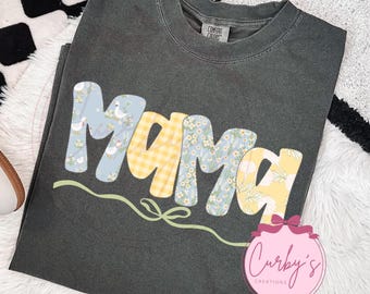 Mama Grand Millennial cottage core ducks bow Png Digital Design Sublimation gingham vintage trendy old fashion spring goose summer floral