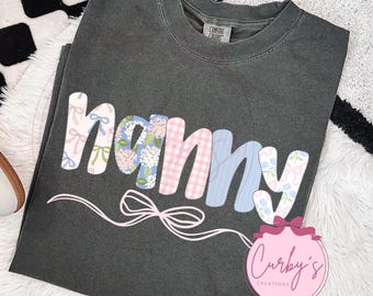 Nanny grandma Grand Millennial cottage core Png Digital Design Sublimation Floral Trendy MinimalistDesign Sweatshirt bow hydrangea