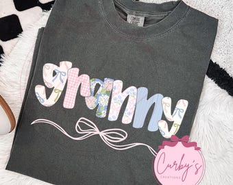 Granny grandma Grand Millennial cottage core Png Digital Design Sublimation Floral Trendy MinimalistDesign Sweatshirt bow hydrangea