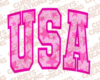 Star Pink USA Varsity Trendy Preppy Fourth of July digital Designs Independence Day Sublimation SVG PNG 4th of July College Sorority