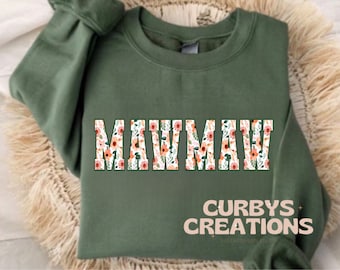 MawMaw Oma Floral Png Digital Design Sublimation Floral Trendy MinimalistDesign Sweatshirt
