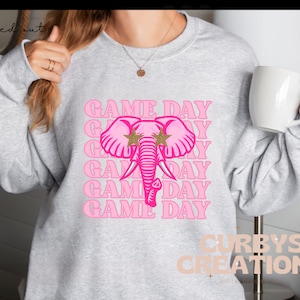 Spieltag Trendy Pink Elephant Design Png Sport Trendy Designs Sublimation DTF DTG Elefant Alabama Elephant Maskottchen Preppy Sorority Bama