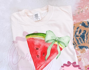 Watermelon Bow Summer Spring Grand Millennial fruit Png Digital Design garden Trendy Minimalist Sweatshirt plant lover cottage core