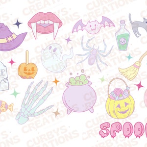 Pastel Halloween Spooky Sublimation Digital Download, Trendy Halloween, Retro, Colorful Halloween, Vintage Halloween, Spooky, Cute, Pink,