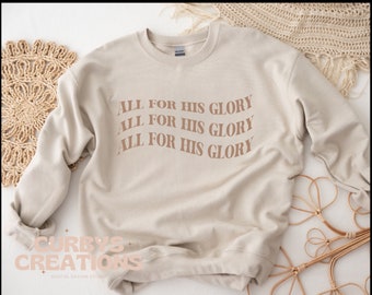 All for his glory Jesus Christian Baptist Baptised Retro Png digital Design Sublimation minimalist beige faith