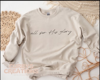 All for his glory Jesus Christian Baptist Baptised Retro Png digital Design Sublimation minimalist beige faith trendy simple