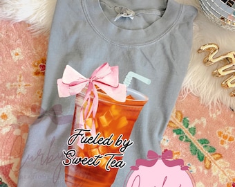 Fueled by Sweet Tea bow png southern style country drink lover coke trendy digital design western cottage core grand millennial