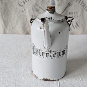 Bidon d&#39;émail de pétrole ancien * Brocante * Décoration de jardin * Émail ancien * Bidon d&#39;émail * Décoration de maison de campagne