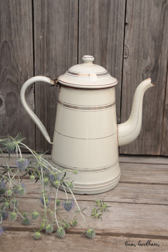 Old Enamel Coffee Pot Brocante Cottage Deco Vintage Etsy Ireland