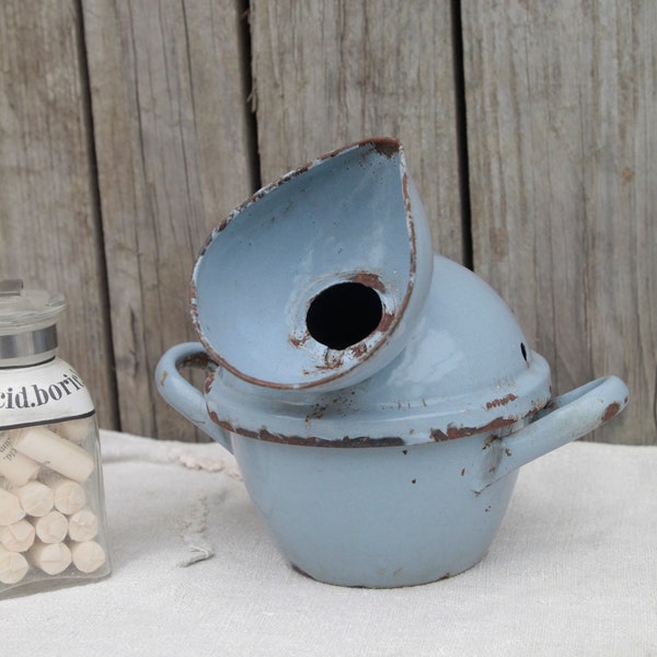 Antieke Emaille Inhalator uit België * Shabby Chic * Brocante * Country Living