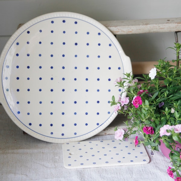 Keramik Kuchenplatte * Polka Dots * Keramik Platte * Punkte * Landhaus Deko * Der gedeckte Tisch * Vintage