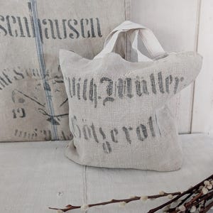 Torba lniana z workiem zbożowym * Vintage * Brocante * Country Living * Shopper * Antyczna pościel * Niemiecka torba na zakupy z workiem zbożowym