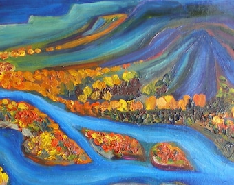 ORIGINAL OIL Chama Delta Moonlight landscape desert Red Cliffs Autumn Taos Art Santa Fe Art Northern New Mexico Ghost Ranch Georgia O'Keeffe