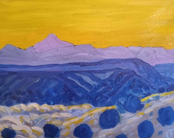 ORIGINAL oil Last Light   Abiquiu Pedernal Northern New Mexico Ghost Ranch Georgia O'Keeffe Taos Art Santa Fe Art