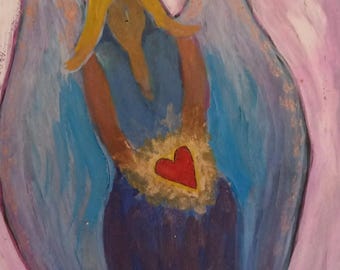 ORIGINAL Let your beautiful heart be seen Taos Art Santa Fe Art angels support unseen helpers