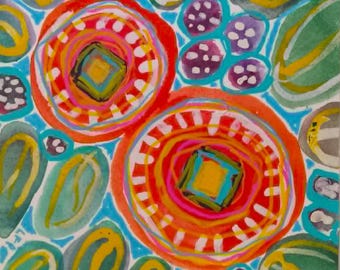 ORIGINAL Posy color y patrón color primaveral toque de color Taos Art Santa Fe Art diseño alegre feliz