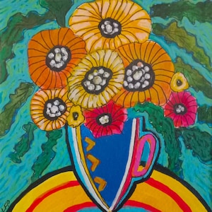ORIGINAL  Silly Love Songs 2 color spring pop of color Taos Art Santa Fe Art design cheerful happy