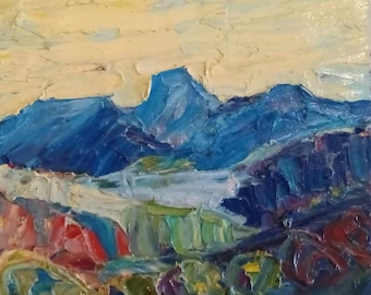 Beauty of Pedernal, Green Hills ORIGINAL oil impasto unframed mounted on white backing Taos Art Santa Fe Art southwest art Georgia O'keeffe