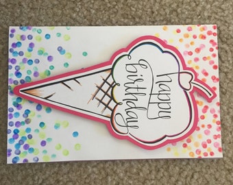 Carte de joyeux anniversaire, carte de fête, carte d'anniversaire de crème glacée