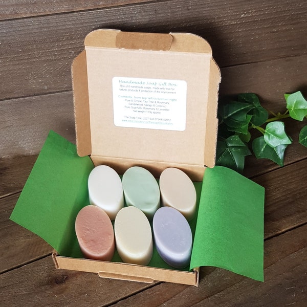 Box of 6 Handmade Soaps, all different. Free From Cruelty, Palm Oil Free - UK