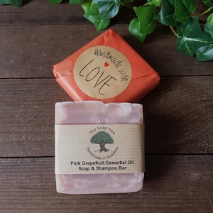 Handmade Pink Grapefruit Soap & Shampoo Bar. All Natural Soap with Essential Oil. Cruelty Free - UK