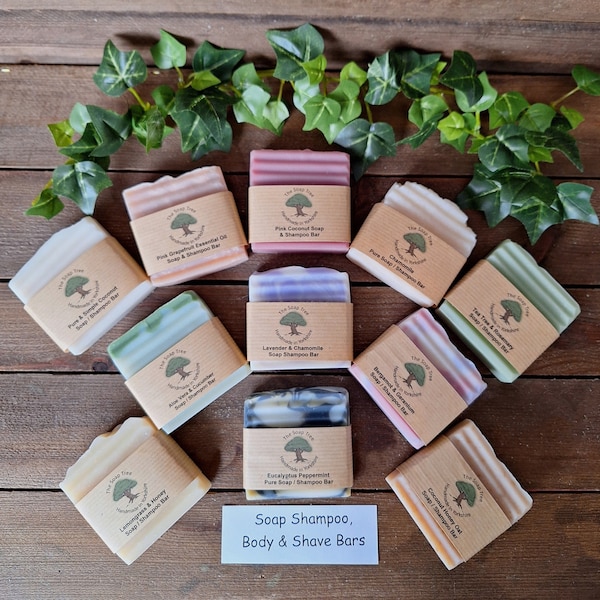 Handmade Natural Shampoo Bars. Soaps for Face, Hair, Body and Shaving - Made in the UK