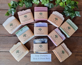 Handmade Natural Shampoo Bars. Soaps for Face, Hair, Body and Shaving - Made in the UK