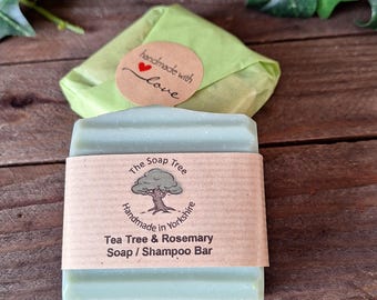 Handmade Tea Tree & Rosemary Soap Shampoo Bar: Vegan Soap