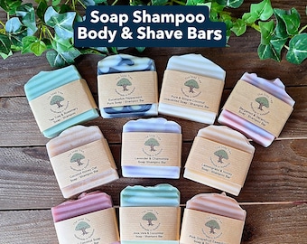 Handmade Natural Soap Shampoo Bars for Face, Hair, Body and Shaving - UK